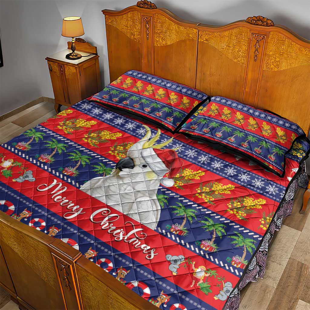 Sulphur-crested Cockatoo Australia Christmas Quilt Bed Set Aussie Xmas Beach Vibes - Aussie Hoodie