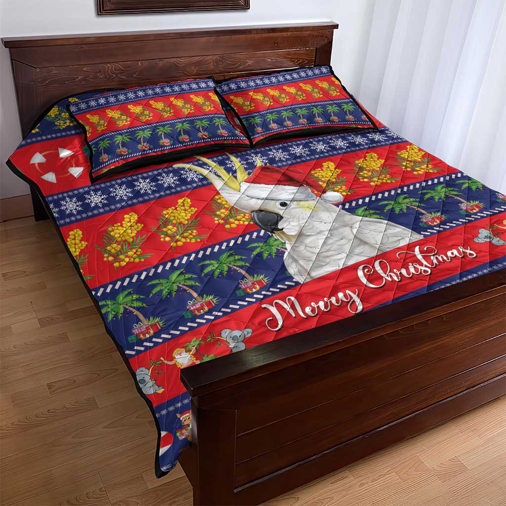 Sulphur-crested Cockatoo Australia Christmas Quilt Bed Set Aussie Xmas Beach Vibes - Aussie Hoodie