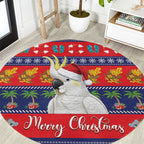 Sulphur-crested Cockatoo Australia Christmas Round Carpet Aussie Xmas Beach Vibes - Aussie Hoodie