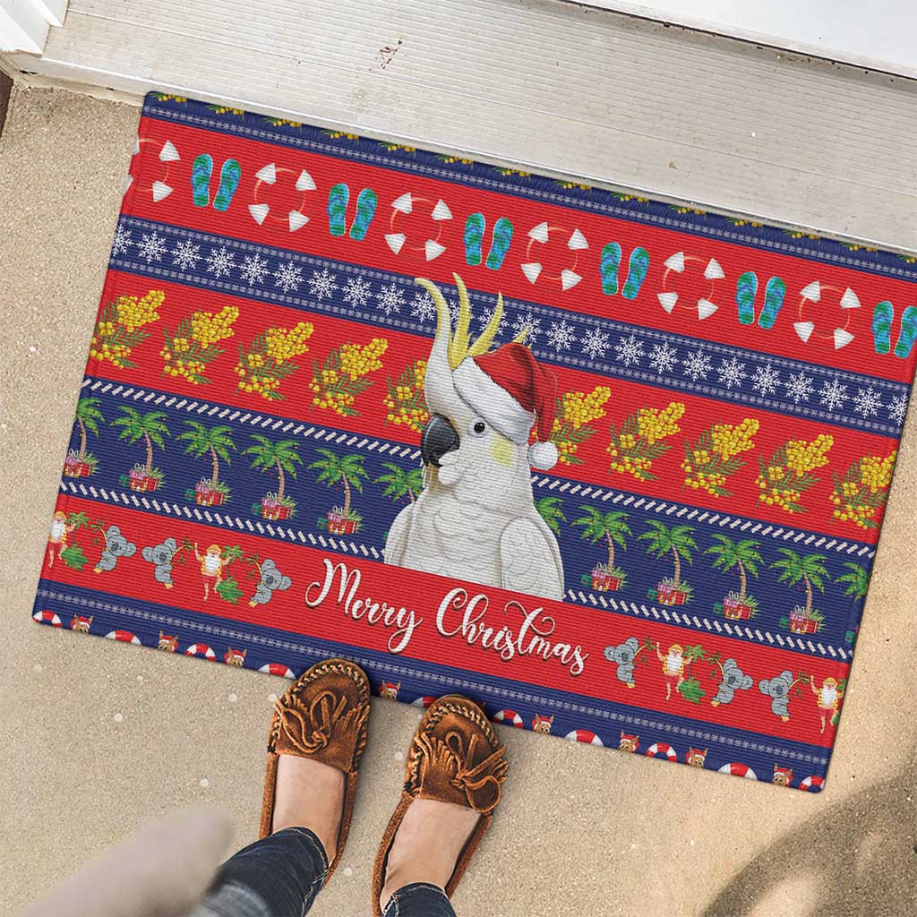 Sulphur-crested Cockatoo Australia Christmas Rubber Doormat Aussie Xmas Beach Vibes - Aussie Hoodie
