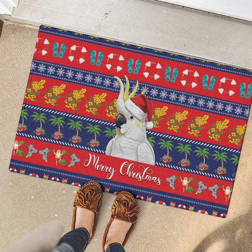 Sulphur-crested Cockatoo Australia Christmas Rubber Doormat Aussie Xmas Beach Vibes - Aussie Hoodie