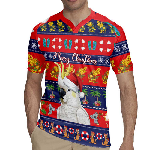 Sulphur-crested Cockatoo Australia Christmas Rugby Jersey Aussie Xmas Beach Vibes - Aussie Hoodie