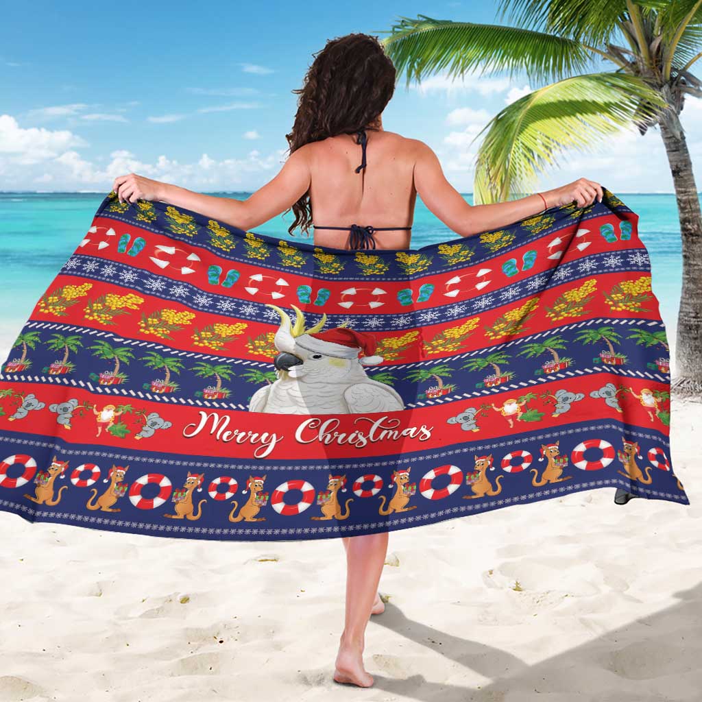 Sulphur-crested Cockatoo Australia Christmas Sarong Aussie Xmas Beach Vibes - Aussie Hoodie