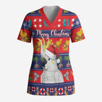 Sulphur-crested Cockatoo Australia Christmas Scrub Top Aussie Xmas Beach Vibes - Aussie Hoodie