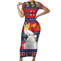 Sulphur-crested Cockatoo Australia Christmas Short Sleeve Bodycon Dress Aussie Xmas Beach Vibes - Aussie Hoodie