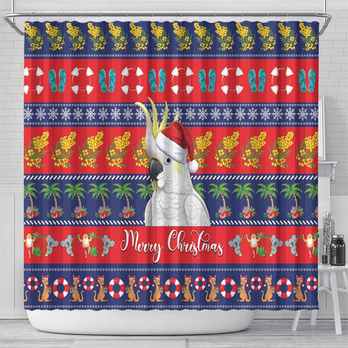 Sulphur-crested Cockatoo Australia Christmas Shower Curtain Aussie Xmas Beach Vibes - Aussie Hoodie