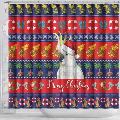 Sulphur-crested Cockatoo Australia Christmas Shower Curtain Aussie Xmas Beach Vibes - Aussie Hoodie