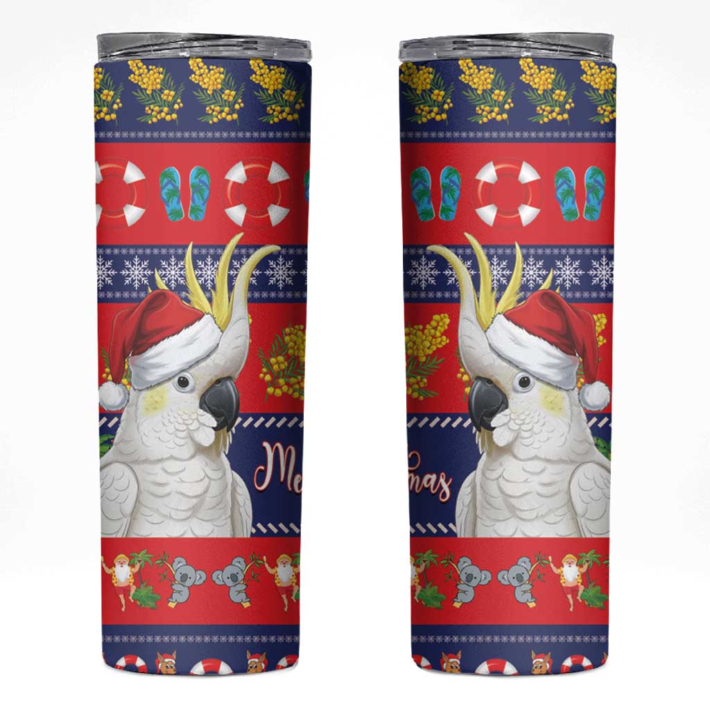 Sulphur-crested Cockatoo Australia Christmas Skinny Tumbler Aussie Xmas Beach Vibes - Aussie Hoodie