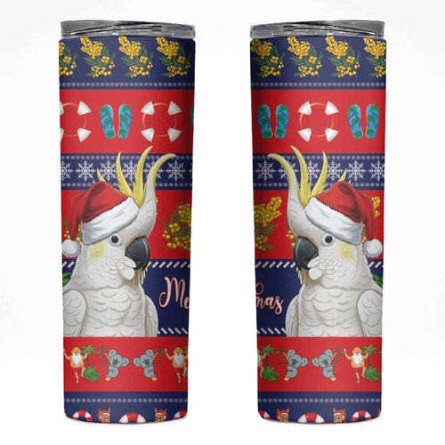 Sulphur-crested Cockatoo Australia Christmas Skinny Tumbler Aussie Xmas Beach Vibes - Aussie Hoodie