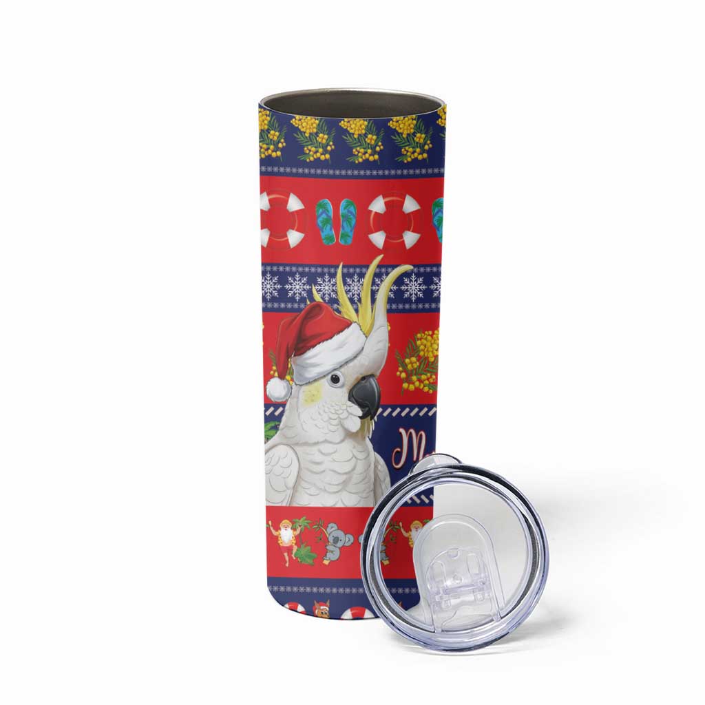 Sulphur-crested Cockatoo Australia Christmas Skinny Tumbler Aussie Xmas Beach Vibes - Aussie Hoodie