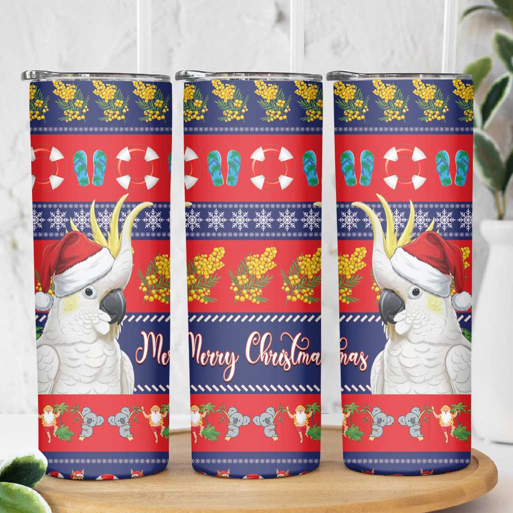 Sulphur-crested Cockatoo Australia Christmas Skinny Tumbler Aussie Xmas Beach Vibes - Aussie Hoodie