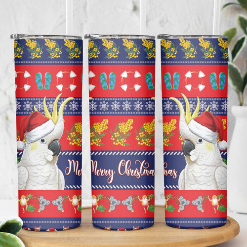 Sulphur-crested Cockatoo Australia Christmas Skinny Tumbler Aussie Xmas Beach Vibes - Aussie Hoodie