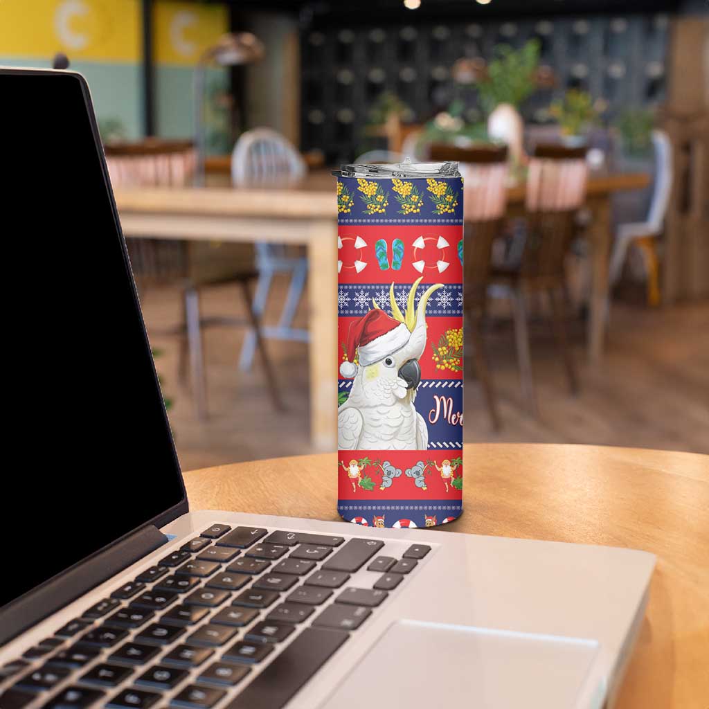Sulphur-crested Cockatoo Australia Christmas Skinny Tumbler Aussie Xmas Beach Vibes - Aussie Hoodie