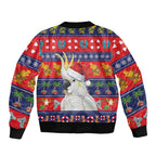 Sulphur-crested Cockatoo Australia Christmas Sleeve Zip Bomber Jacket Aussie Xmas Beach Vibes - Aussie Hoodie