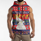 Sulphur-crested Cockatoo Australia Christmas Sleeveless Hoodie Aussie Xmas Beach Vibes - Aussie Hoodie