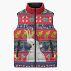 Sulphur-crested Cockatoo Australia Christmas Sleeveless Puffer Jacket Aussie Xmas Beach Vibes - Aussie Hoodie