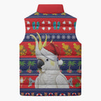 Sulphur-crested Cockatoo Australia Christmas Sleeveless Puffer Jacket Aussie Xmas Beach Vibes - Aussie Hoodie