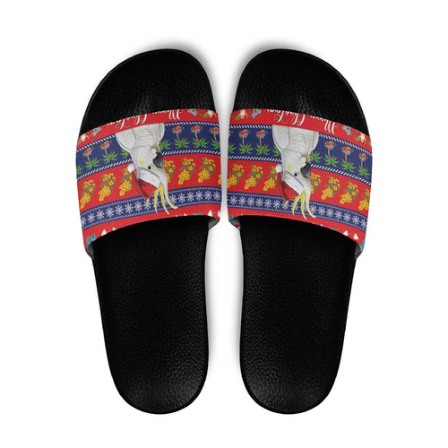 Sulphur-crested Cockatoo Australia Christmas Slide Sandals Aussie Xmas Beach Vibes - Aussie Hoodie