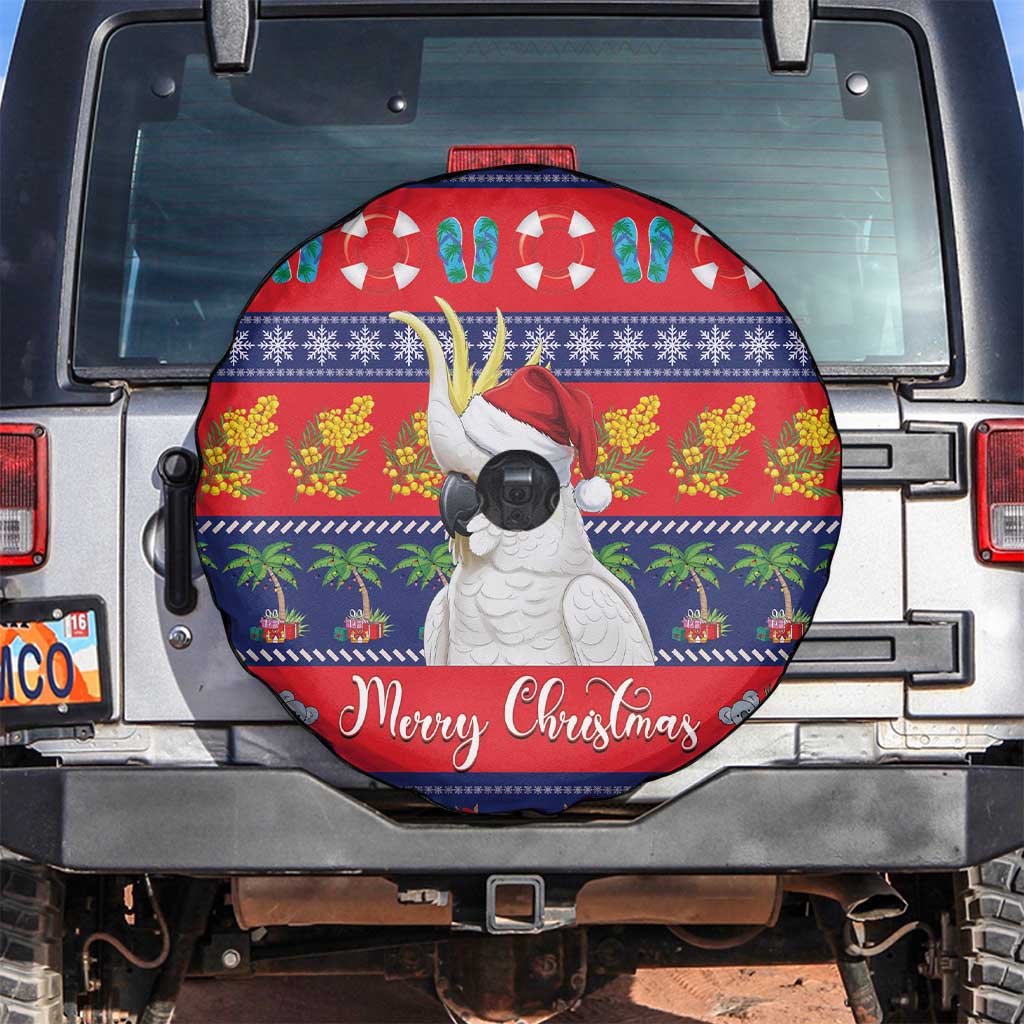 Sulphur-crested Cockatoo Australia Christmas Spare Tire Cover Aussie Xmas Beach Vibes - Aussie Hoodie