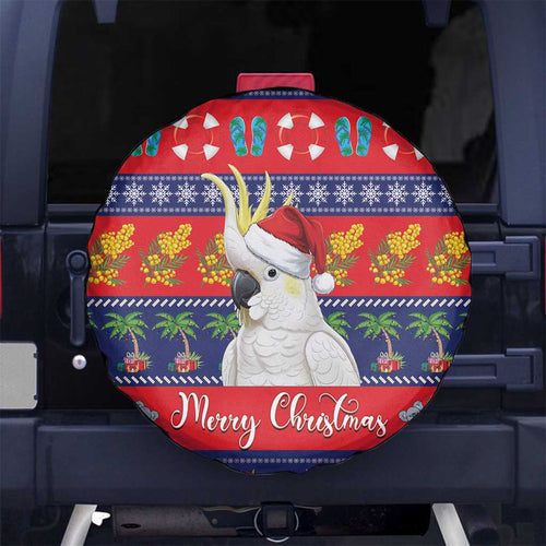 Sulphur-crested Cockatoo Australia Christmas Spare Tire Cover Aussie Xmas Beach Vibes - Aussie Hoodie