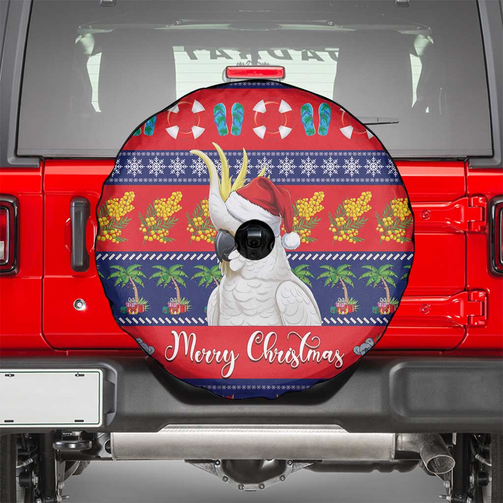 Sulphur-crested Cockatoo Australia Christmas Spare Tire Cover Aussie Xmas Beach Vibes - Aussie Hoodie