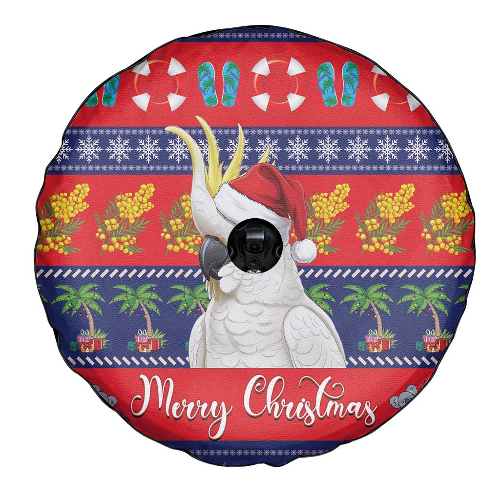 Sulphur-crested Cockatoo Australia Christmas Spare Tire Cover Aussie Xmas Beach Vibes - Aussie Hoodie