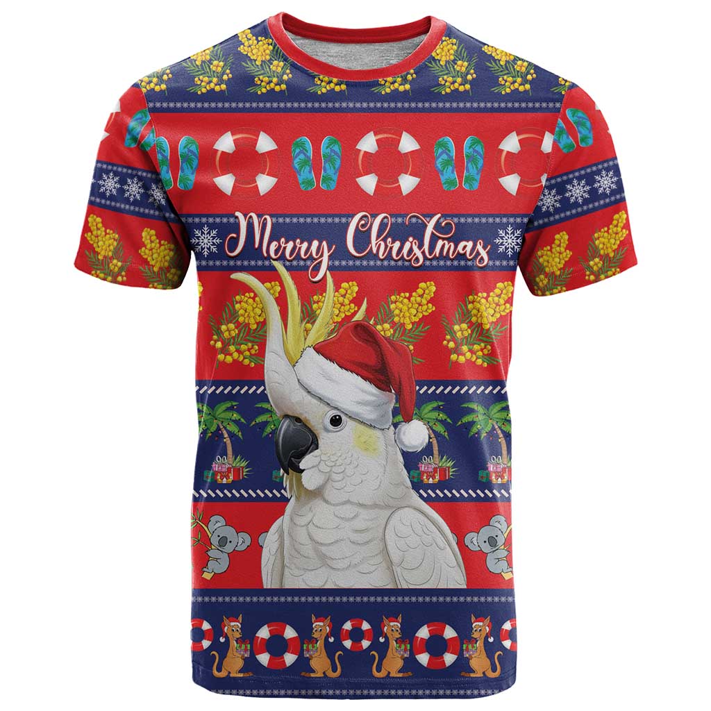 Sulphur-crested Cockatoo Australia Christmas T Shirt Aussie Xmas Beach Vibes - Aussie Hoodie