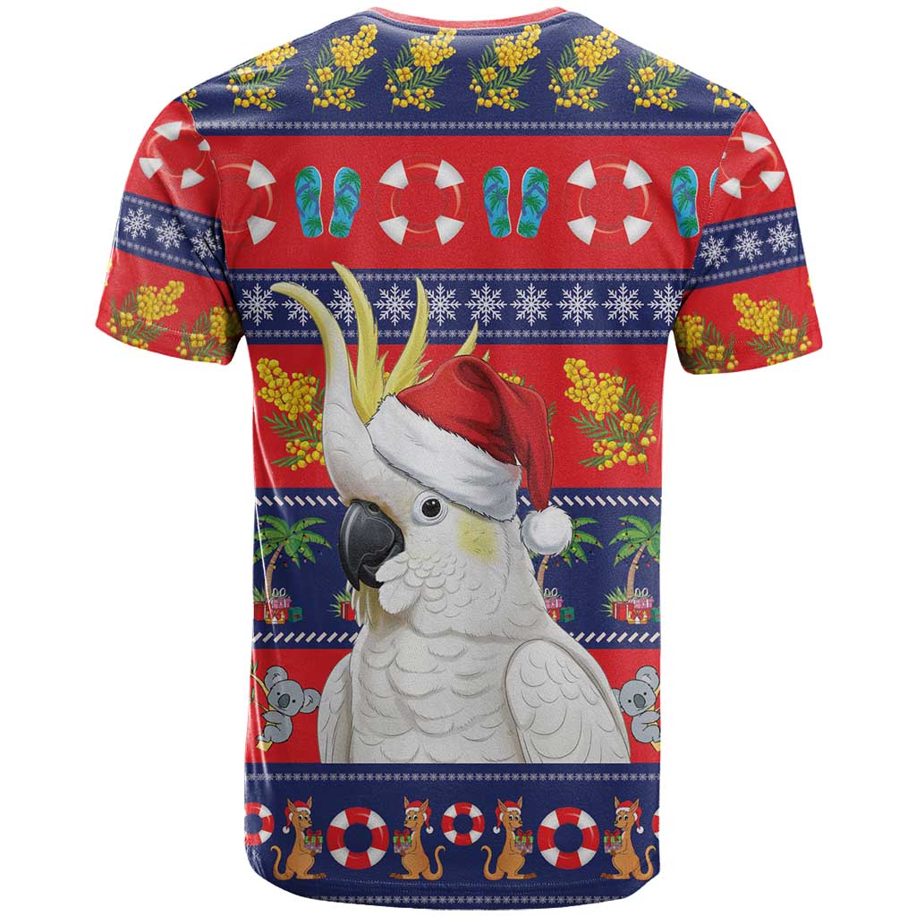Sulphur-crested Cockatoo Australia Christmas T Shirt Aussie Xmas Beach Vibes - Aussie Hoodie