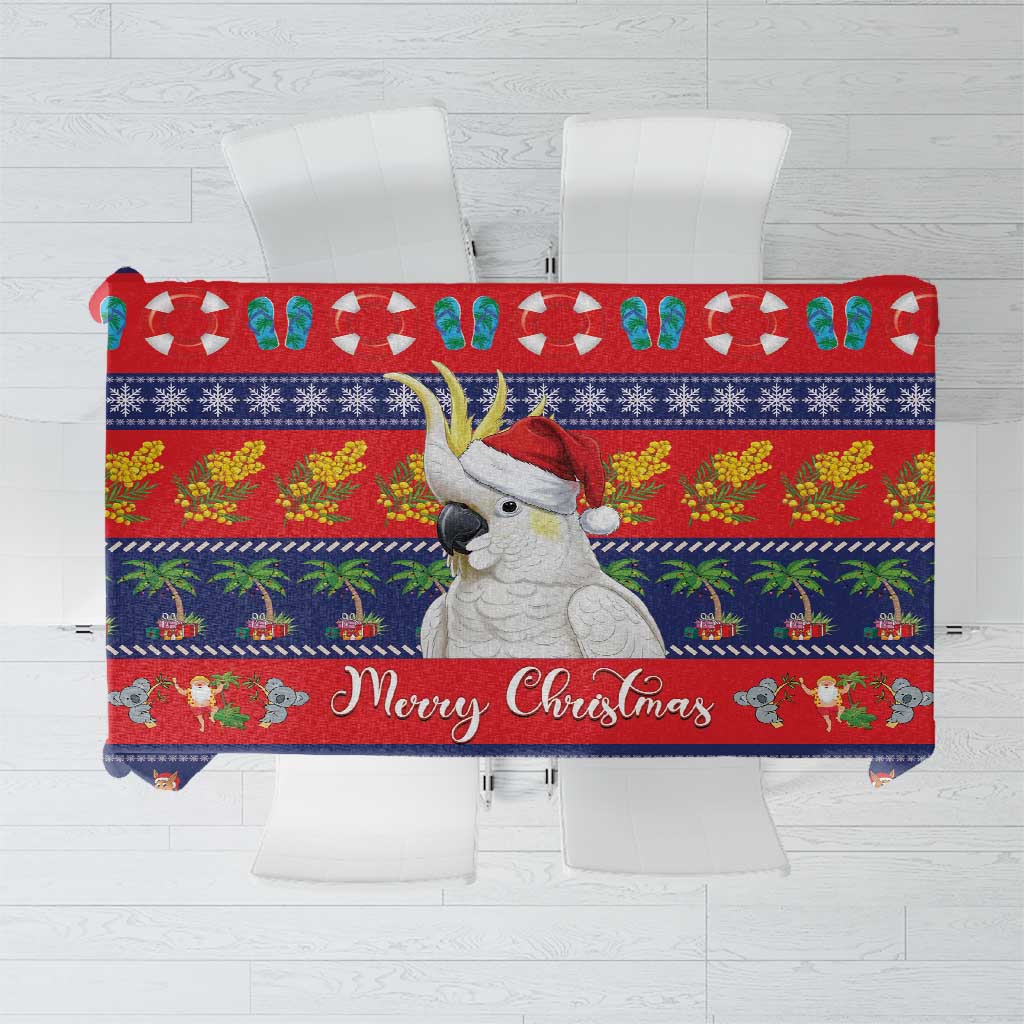 Sulphur-crested Cockatoo Australia Christmas Tablecloth Aussie Xmas Beach Vibes - Aussie Hoodie