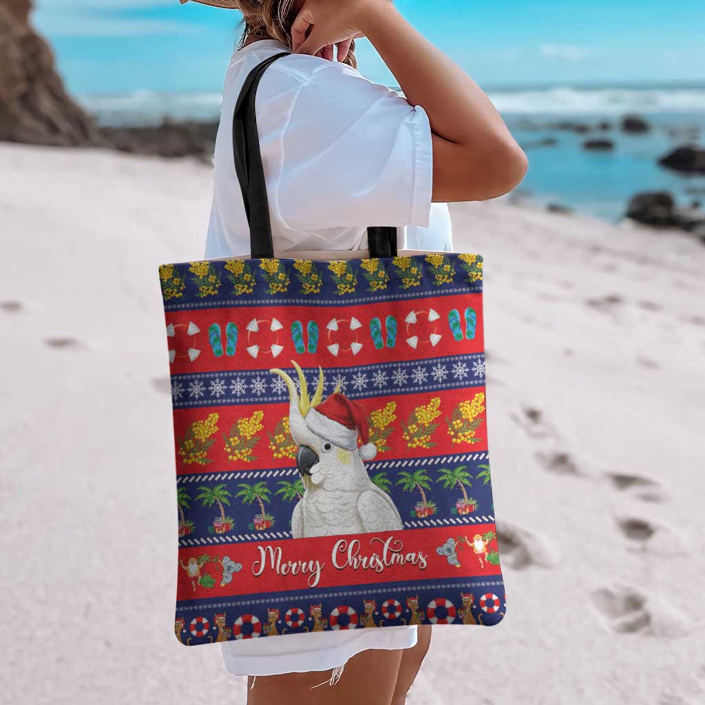 Sulphur-crested Cockatoo Australia Christmas Tote Bag Aussie Xmas Beach Vibes - Aussie Hoodie