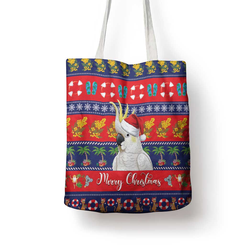 Sulphur-crested Cockatoo Australia Christmas Tote Bag Aussie Xmas Beach Vibes - Aussie Hoodie