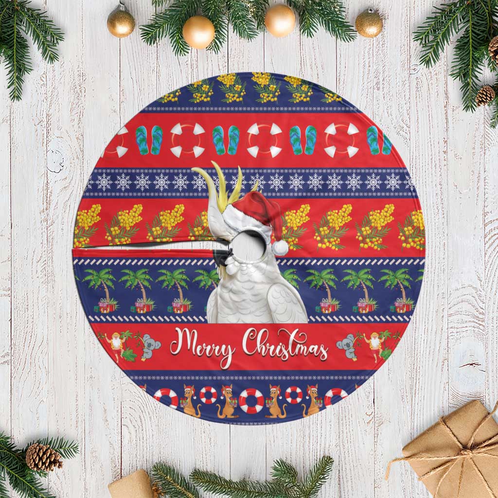 Sulphur-crested Cockatoo Australia Christmas Tree Skirt Aussie Xmas Beach Vibes - Aussie Hoodie