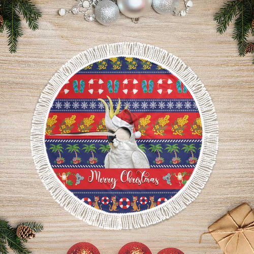 Sulphur-crested Cockatoo Australia Christmas Tree Skirt Aussie Xmas Beach Vibes - Aussie Hoodie