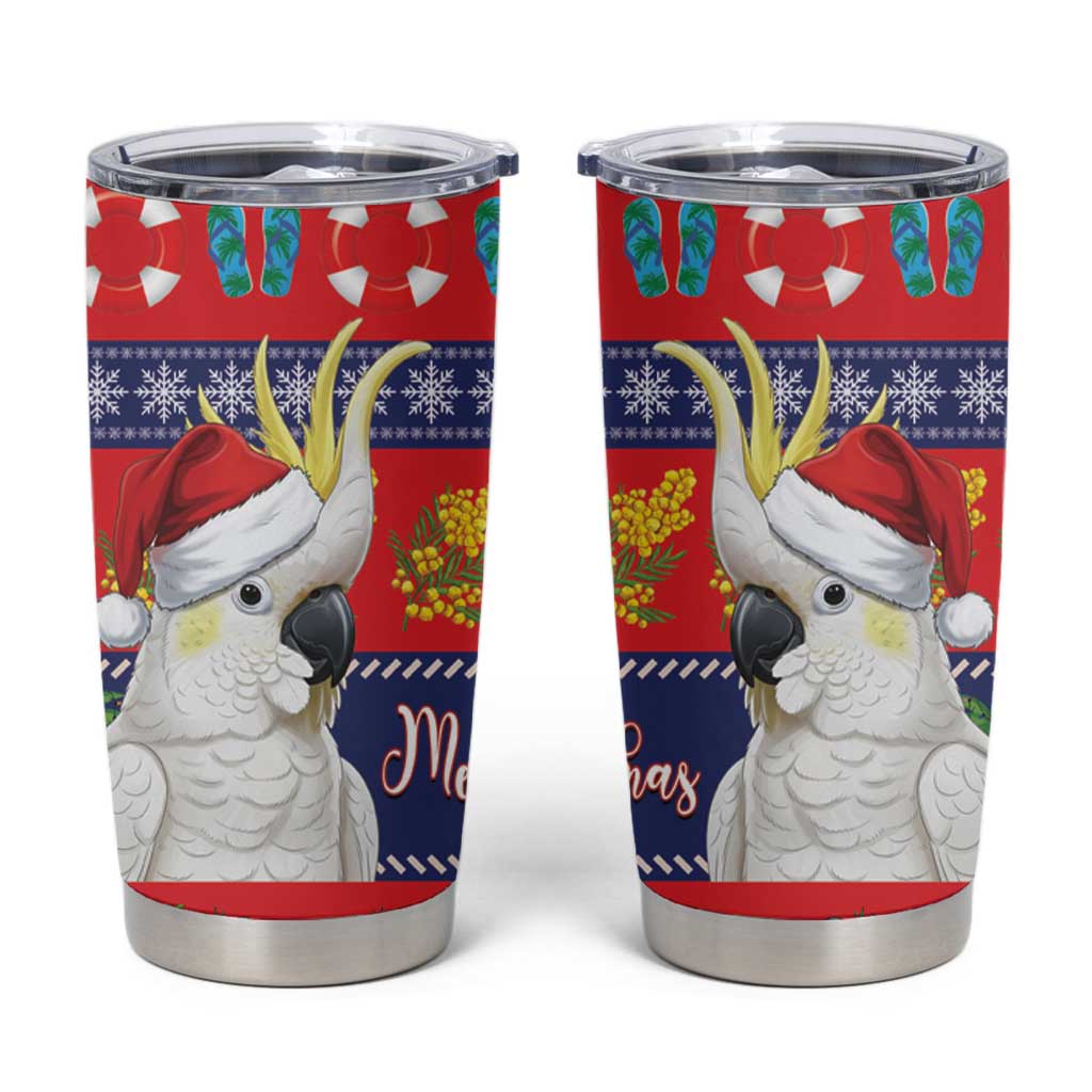 Sulphur-crested Cockatoo Australia Christmas Tumbler Cup Aussie Xmas Beach Vibes - Aussie Hoodie