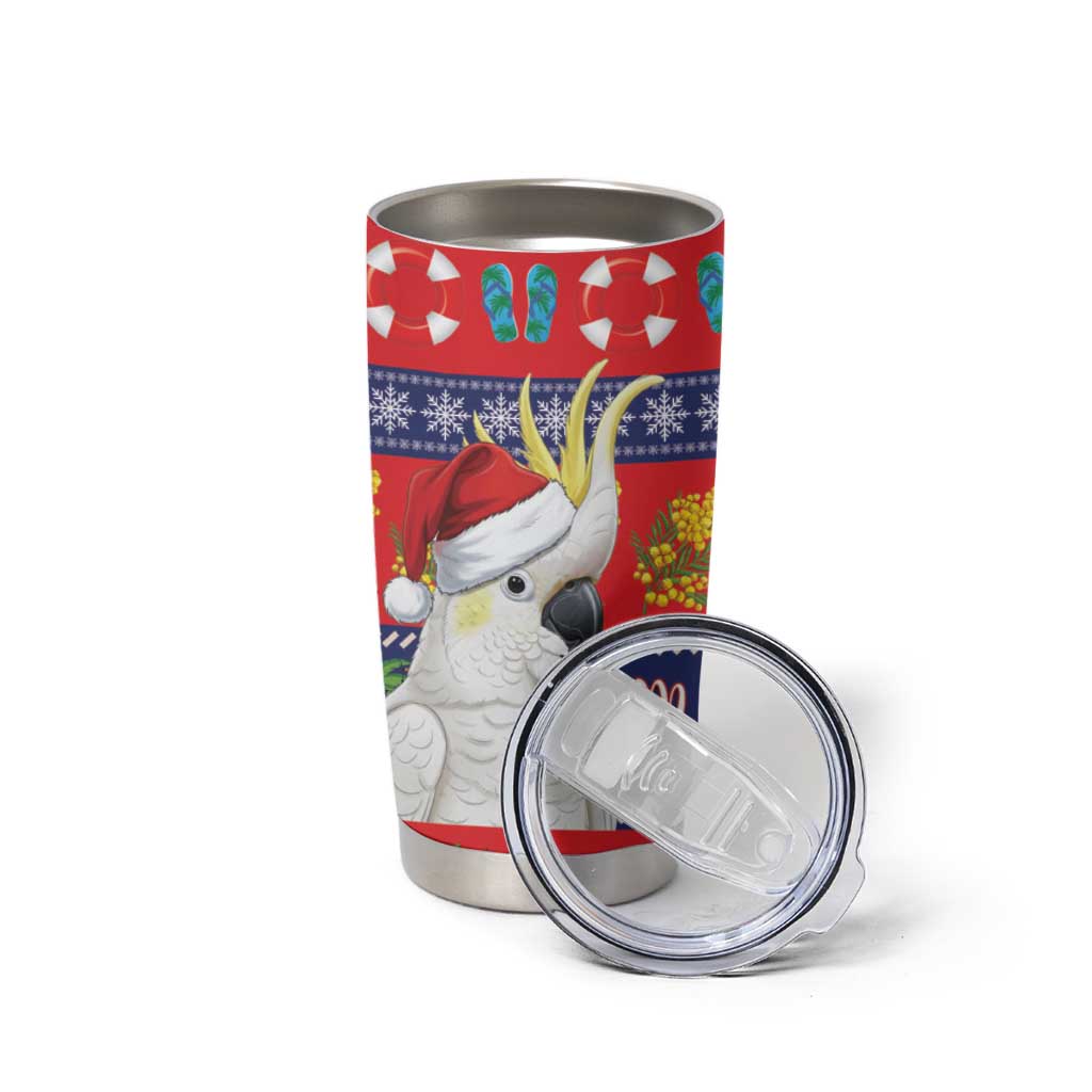 Sulphur-crested Cockatoo Australia Christmas Tumbler Cup Aussie Xmas Beach Vibes - Aussie Hoodie