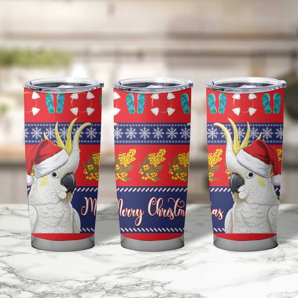 Sulphur-crested Cockatoo Australia Christmas Tumbler Cup Aussie Xmas Beach Vibes - Aussie Hoodie