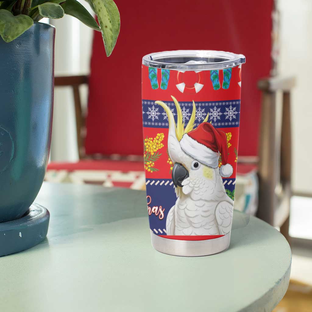 Sulphur-crested Cockatoo Australia Christmas Tumbler Cup Aussie Xmas Beach Vibes - Aussie Hoodie