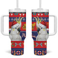 Sulphur-crested Cockatoo Australia Christmas Tumbler With Handle Aussie Xmas Beach Vibes - Aussie Hoodie