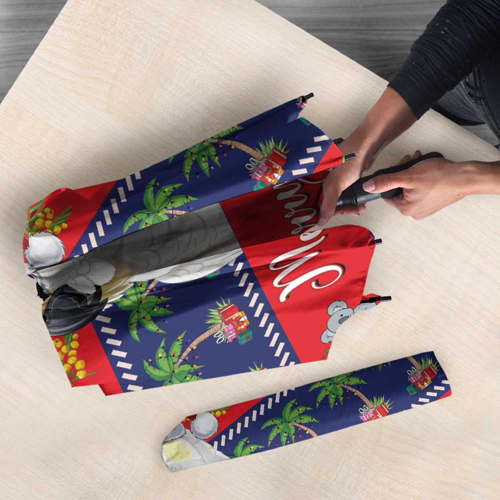 Sulphur-crested Cockatoo Australia Christmas Umbrella Aussie Xmas Beach Vibes - Aussie Hoodie