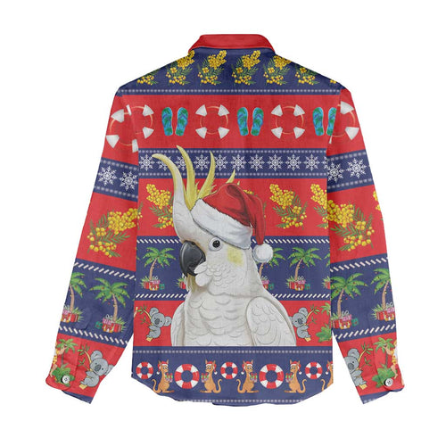 Sulphur-crested Cockatoo Australia Christmas Women Casual Shirt Aussie Xmas Beach Vibes - Aussie Hoodie