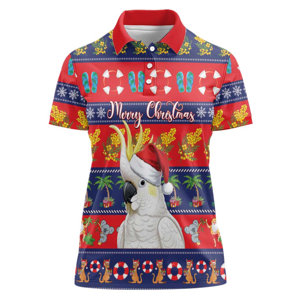 Sulphur-crested Cockatoo Australia Christmas Women Polo Shirt Aussie Xmas Beach Vibes - Aussie Hoodie