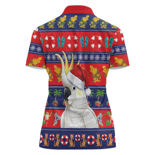 Sulphur-crested Cockatoo Australia Christmas Women Polo Shirt Aussie Xmas Beach Vibes - Aussie Hoodie