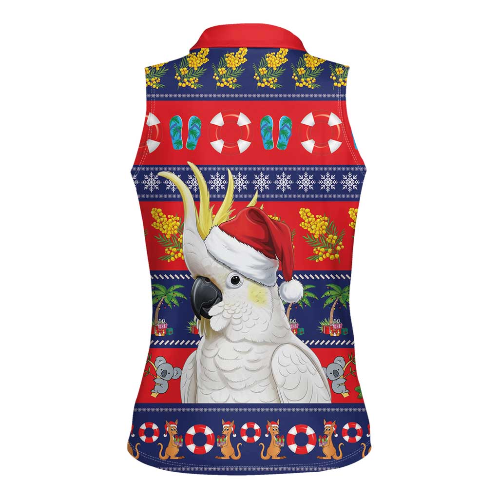 Sulphur-crested Cockatoo Australia Christmas Women Sleeveless Polo Shirt Aussie Xmas Beach Vibes - Aussie Hoodie