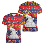Sulphur-crested Cockatoo Australia Christmas Women V-Neck T-Shirt Aussie Xmas Beach Vibes - Aussie Hoodie