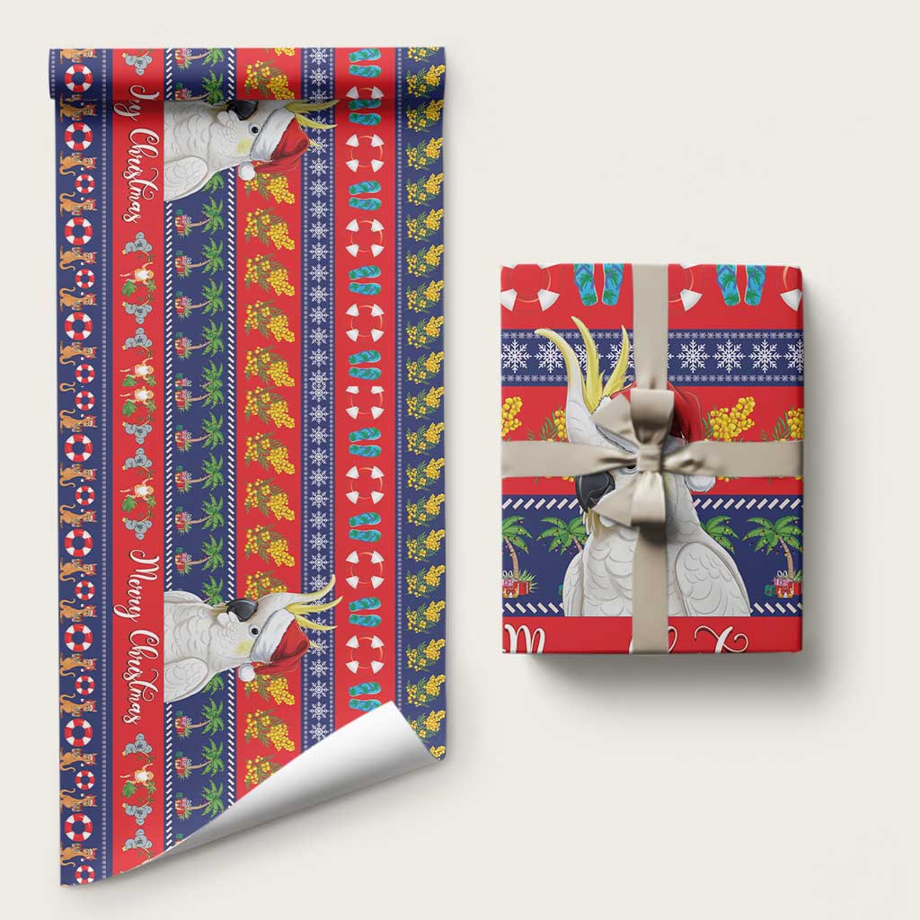 Sulphur-crested Cockatoo Australia Christmas Wrapping Paper Aussie Xmas Beach Vibes - Aussie Hoodie