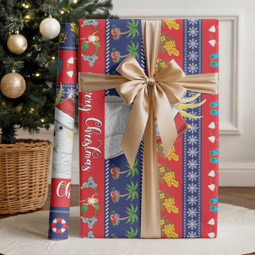 Sulphur-crested Cockatoo Australia Christmas Wrapping Paper Aussie Xmas Beach Vibes - Aussie Hoodie
