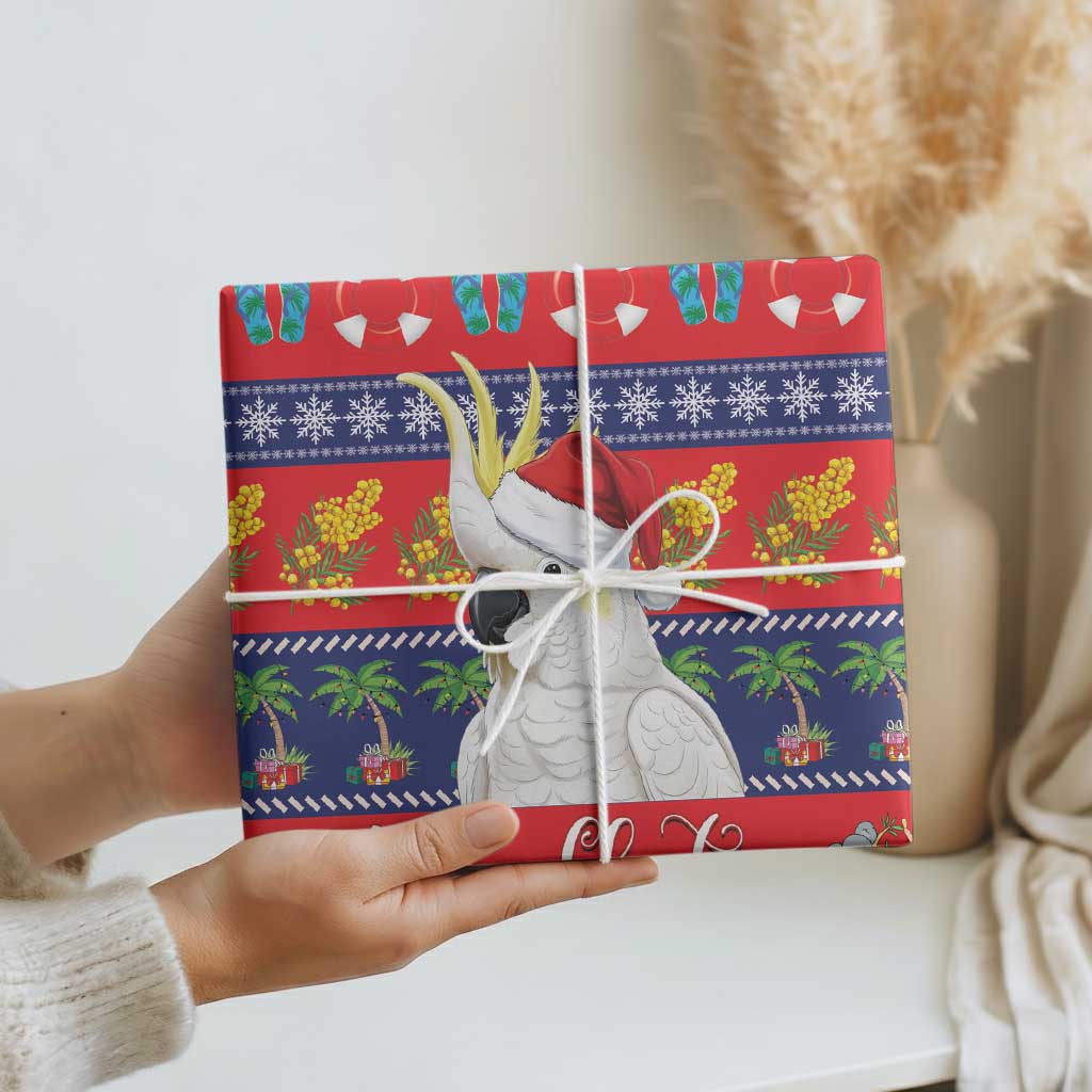 Sulphur-crested Cockatoo Australia Christmas Wrapping Paper Aussie Xmas Beach Vibes - Aussie Hoodie