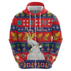 Sulphur-crested Cockatoo Australia Christmas Zip Hoodie Aussie Xmas Beach Vibes - Aussie Hoodie