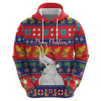 Sulphur-crested Cockatoo Australia Christmas Zip Hoodie Aussie Xmas Beach Vibes - Aussie Hoodie