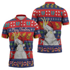 Sulphur-crested Cockatoo Australia Christmas Zipper Polo Shirt Aussie Xmas Beach Vibes - Aussie Hoodie